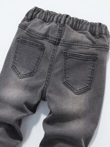 SHEIN Explorewe Jungen Jeans mit elastischem Bund, Spritzflecken Muster und Taschen