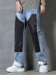 SHEIN Explorewe Quần jeans ống đứng ôm màu xám đậm in họa tiết 3D thời trang Âu Mỹ cho bé trai tuổi teen - Rửa trung bình - Xem 7