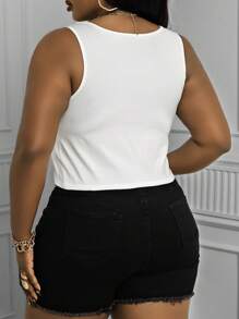 Maweii Top casual de tirantes estampada para mujer talla grande, camiseta gráfica de mujer "Birthday AEVA" tops de verano