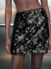 Maija 香槟色亮片女士圣诞派对裙夏季女士演唱会女裙 - 黑色 - 查看 6