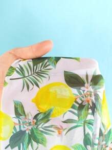 少女柠檬印花比基尼套装（含和服），黄色女孩三件套泳装沙滩装，荷叶边设计，甜美可爱，适合暑假 - 黃色 - 查看 6