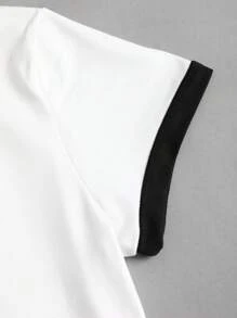 SHEIN Casual Numeric Pattern Short Sleeve Round Neck T-Shirt For Women