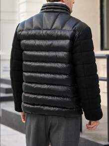 Manfinity VCAY Manteau matelassé décontracté à col montant et coupe ajustée pour homme, adapté à l'automne/hiver