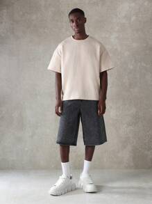 SUMWON Shorts vaqueros de longitud media estilo casual de festival, con diseño con destellos, estilo urbano suelto, desgastados, para skateboard en verano - Negro - Ver 2