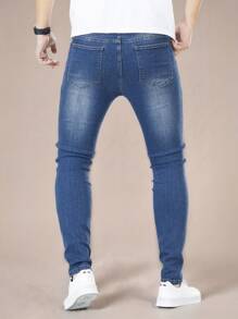 Manfinity Hypemode Men's Simple Stylish Casual Everyday Denim Jeans - Blue - View 5