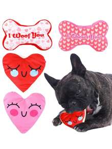 PETSIN 1 件情人节系列猫/狗爱好者礼物和狗/猫妈妈爱宠物毛绒咀嚼娃娃、狗爱好者和狗妈妈爱牙齿清洁吱吱叫娃娃、缓解压力出牙小狗娃娃、可爱互动毛绒吱吱叫狗爱好者和狗妈妈爱娃娃、心形小型犬爱好者和狗妈妈爱咀嚼娃娃、适合中小型猫/狗爱好者礼物和狗/猫妈妈爱宠物、猫爱好者和猫妈妈爱伴侣娃娃 - 紅色 - 查看 4