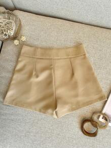INAWLY Quần short túi đơn sắc thường ngày dành cho nữ, đa năng - Màu Khaki - Xem 2