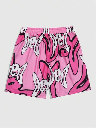 Street Life Men's Casual Letter Print Drawstring Waist Shorts