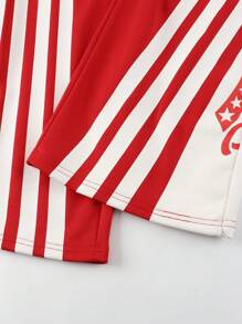 ROMWE MEN Prep Men's Racing Drawstring Waist Striped Wide Leg Casual Loose Pants - Black - View 4