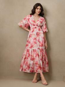 Anewsta 新款欧美设计花卉印花宽松修身长裙，适合春夏季度假 - 彩色 - 查看 3