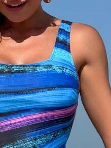 Swim Lushoire Ensemble de tankini pour femmes avec imprimé graffiti, conception serrée et conservatrice pour la plage, l'été