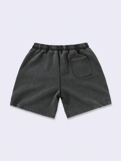 Goth Men's Skeleton Washed Print Casual Shorts, Simple & Fashionable For Daily Wear, Halloween