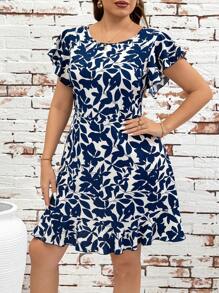 Reflora Đầm ngắn thường ngày cổ tròn tay ngắn màu xanh cỡ lớn cho nữ, trang phục nghỉ dưỡng cho nữ, trang phục mùa hè cho nữ, trang phục công sở thường ngày cho nữ, trang phục đi chơi, trang phục công sở cho nữ, trang phục mùa xuân cho nữ, trang phục ngày lễ, váy thanh lịch, váy xanh cho nữ, váy thường ngày, váy thường ngày - Xanh và trắng - Xem 4