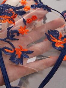 4pcs Set Embroidered Wire Bra Sexy Lingerie Set