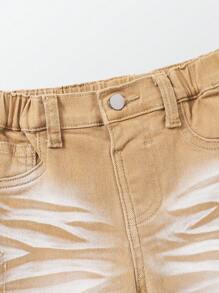 Denimly 幼儿男孩时尚休闲制服风格松紧腰纽扣门襟抗皱弹力洗水牛仔裤