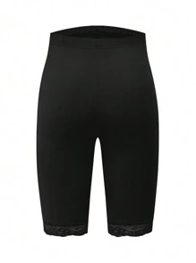 SHEIN Quần legging bà bầu màu trơn ren chắp vá ôm vừa vặn thường ngày - Nhiều màu - Xem 7
