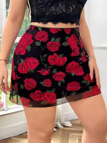 SHEIN Privé Damska, letnia, walentynkowa, seksowna, siateczkowa, różowa, z wysokim stanem, dopasowana mini spódniczka