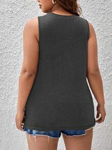 SHEIN LUNE Débardeur et Top d'une seule couleur, grande taille, style minimaliste mode décontractée pour un port quotidien