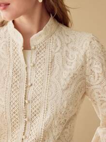 MOTF PREMIUM GUIPURE LACE BUTTON UP BLOUSE,SPRING/SUMMER