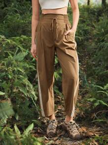 OutZeal Women Water-Resistant High Rise Waist Color Blocking Outdoor Pants Camping Hiking - Olive Green - View 11