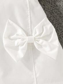 SHEIN Girls' Elegant Commuting Lady 3D Bow Skirt - White - View 5