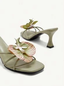 CUCCOO CHICEST Women's Red High Heel Floral 3D Sandals