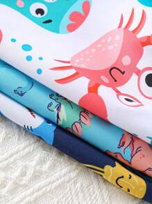 SHEIN 3pcs/Set Baby Boy Summer Casual Holiday Beach Ocean Dolphin Dinosaur Shark Cartoon Pattern Swim Trunks, Basic Multi-Pack For Outdoor, Home, Beach, Resort - Multicolor - View 5