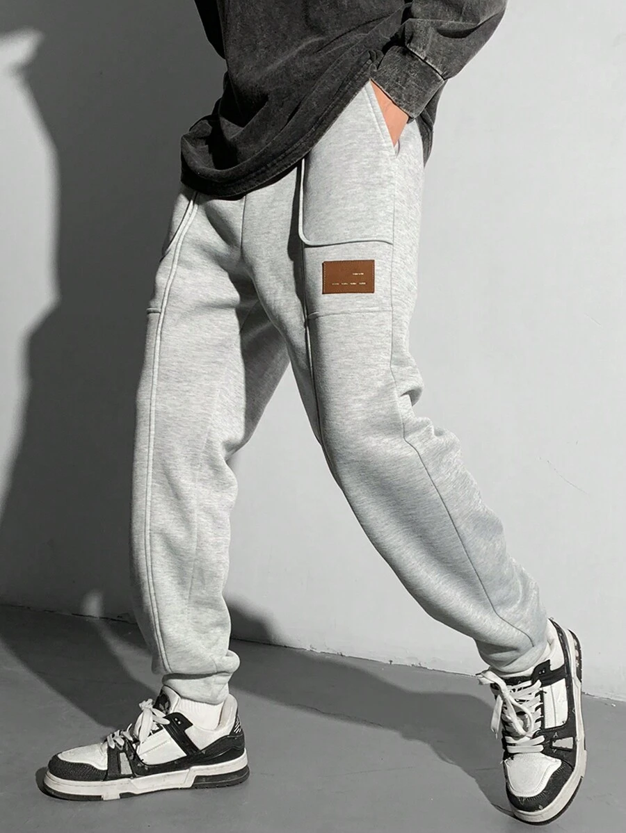 Tween Boys' Casual Gray Floral Print Ribbed Cuff Sweatpants - Grey - View 1