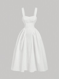 SHEIN MOD ชุดยาวเอวพองสไตล์พระราชวังวินเทจเป็นชุดแบบเอวพองแบบเบาๆ สำหรับใส่ในพิธีรับปริญญา และชุดคอร์เซต