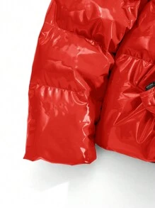 Manfinity RebelGame Chaqueta con capucha casual de unicolor con cremallera brillante, estilo collar, invierno para hombre