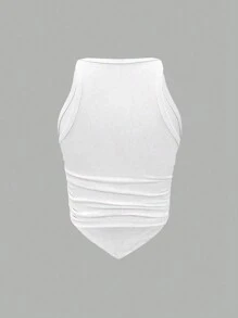 Flirla 2pcs/Set Crisscross Ribbed Hem Pleated Detail Spaghetti Strap Camisole Top In Multiple Colors Women Tank Tops Camis Elegant Fitted Tops