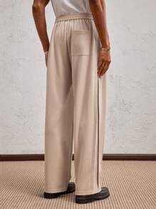 AKNOTIC Business Casual Men Knitted Long Straight Waist Casual Trousers, Suitable For Summer, Casual Wear, Holiday, Party, Couples, Graduation Gift