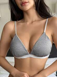 DAZY Women's Adjustable Contrast Color Spaghetti Strap Bra Lingerie For Women - Grey - View 8