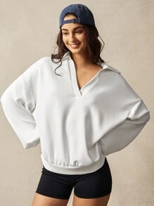 VARSIVA Long Sleeve Workout Top Hollow And Loose Women Sports Sweatshirts - White - View 4
