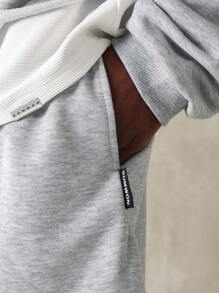 SUMWON Luxury Drop Crotch Athletic Shorts Premium Fleece Sweatshorts Casual Workout Performance Loungewear With Drawstring Elastic Waist Urban Streetwear Training Sports - Light Grey - View 5