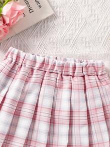 Tween Girl Red Plaid Mini Skirt, Versatile Casual American School Style Daily Wear