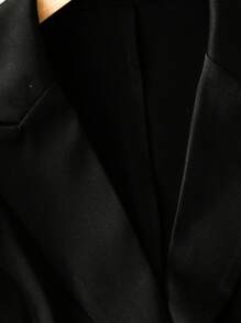 Lacomfia Plus Size Women Elegant Fashionable Cuff Decor Blazer - Black - View 7