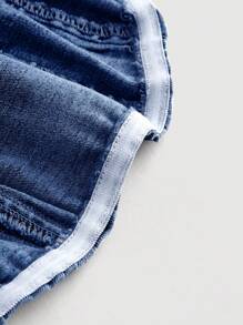 SHEIN MOD Women's Casual Denim Cropped Top, Minimalist & Chic For Everyday - Dark Wash - View 3