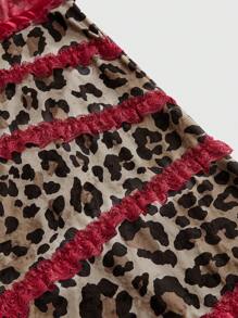 ROMWE Grunge Punk Leopard Patchwork Mid-Length Dress For Women, Party & Formal Occasions - Multicolor - View 4