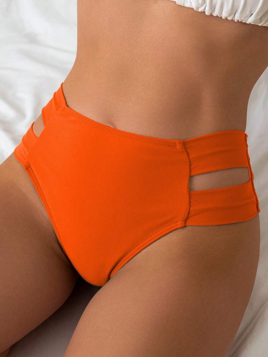 Costavie 2026 Spring/Summer Women's Orange Side High Cut Hollow Design Sexy Bikini Bottoms - Orange - View 1