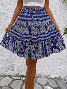 Breezaya 女式 2024 新款百搭休闲碎花迷你裙 - 藍色 - 查看 6