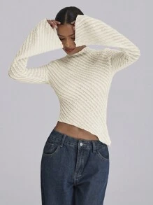 Forever 21 Bell Sleeve Top Fall Winter Women Outfits Street Wear Women White Top - Apricot - View 6