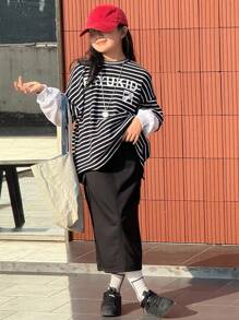 DAZY 少女针织口袋设计裙子，春季 - 黑色 - 查看 5