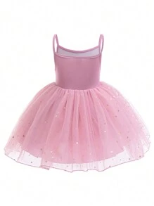 Baby Girl Sleeveless Princess Tulle Dress, Star & Cake Design, Birthday Party Outfit - Coffee Brown - View 2