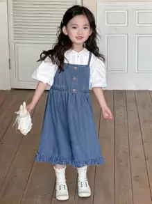 Dazy Kids Young Girls Denim Dress,Girls Summer Outfits - Blue - View 2