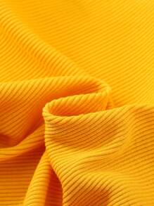 SHEIN 2件套青少年女孩休闲针织背心和碎花印花百褶裙套装 - 黃色 - 查看 4