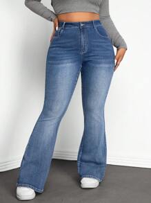 SHEIN ICON Plus Size Casual Simple Fashion Denim Jeans, Everyday Wear