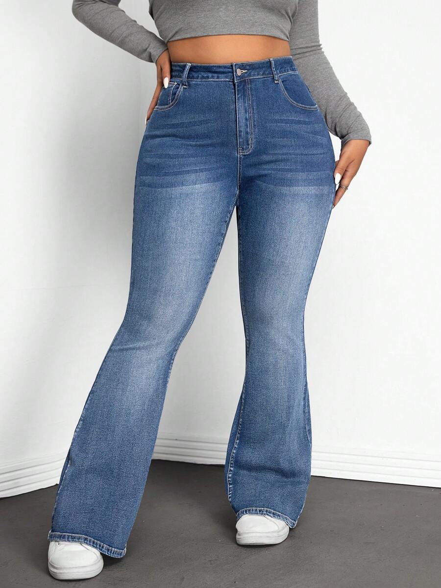 SHEIN ICON Plus Size Casual Simple Fashion Denim Jeans, Everyday Wear