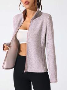 Gameset SHEIN Sport 女士前拉链长袖休闲舒适运动夹克