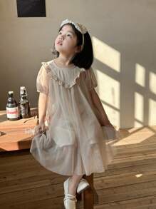 DAZY Girl's Sleeveless Dress, Fall Clothing - Khaki - View 7
